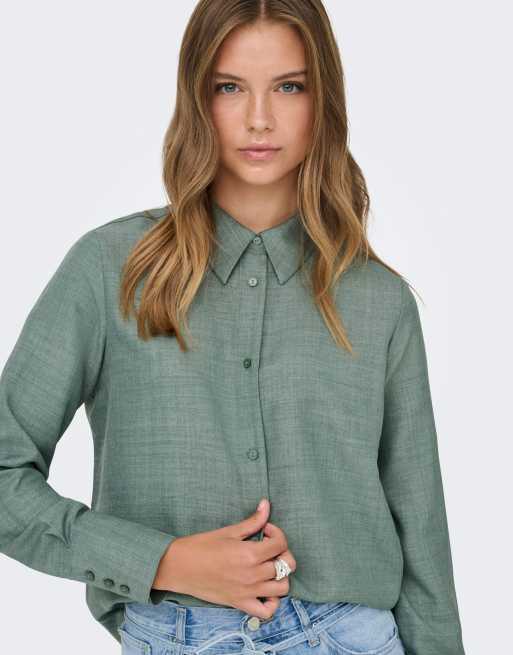 ONLY - Overhemd in lauwerkrans groen, 3 van 4