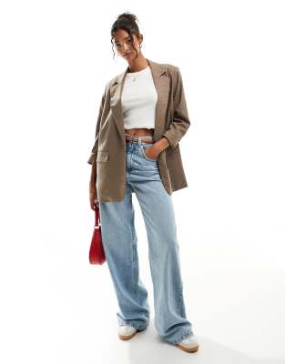 ONLY - Oversize-Blazer aus Leinenmix in verwaschenem Braun