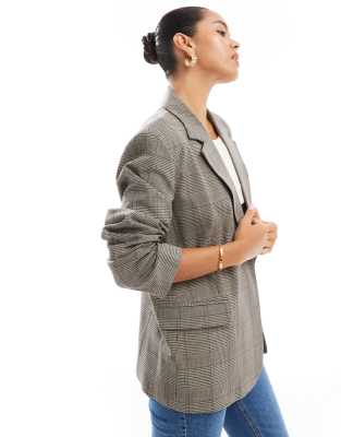 ONLY - Oversize-Blazer in kariertem Beige-Neutral