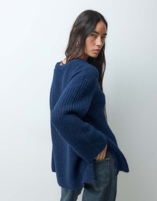 ONLY oversize stickad tröja i marinblått, 3 av 5