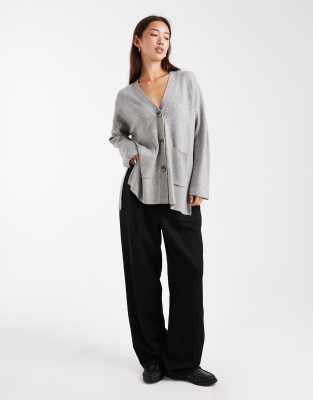 Only - Oversize-Strickjacke in Grau