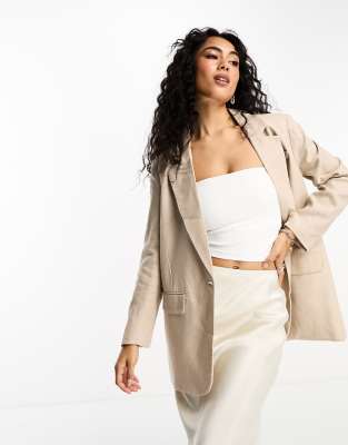 Only - Oversized-Blazer aus Leinen in Stone-Neutral