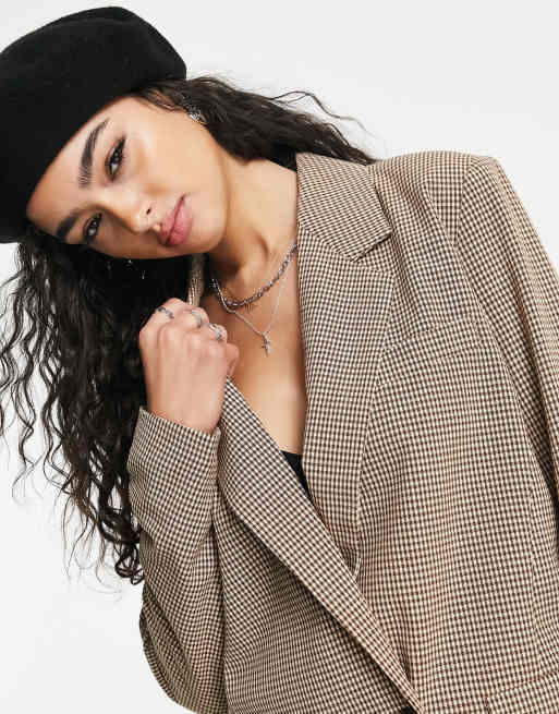 Beige on sale houndstooth blazer