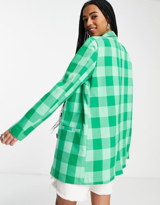 Checkered sales oversized blazer