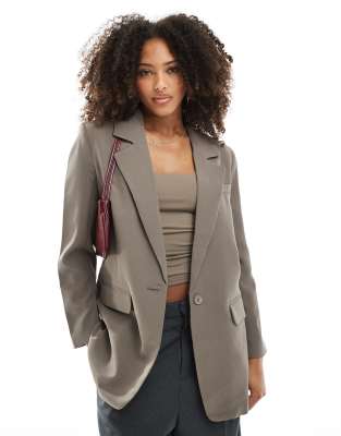 Only Oversized Blazer In Taupe-neutral