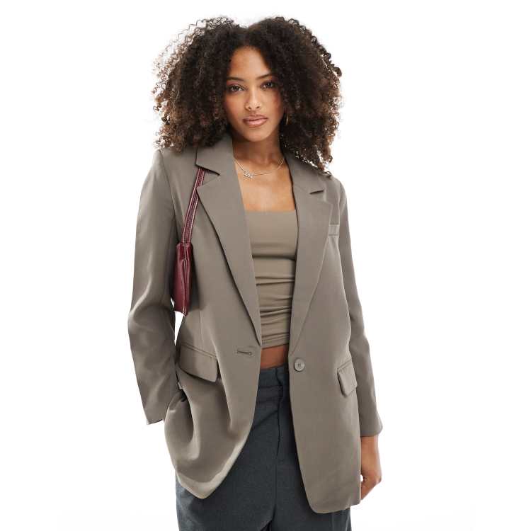 ONLY oversized blazer in taupe ASOS