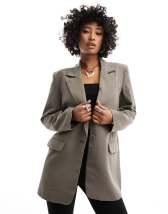 Forever New Petite blazer with tie belt in olive