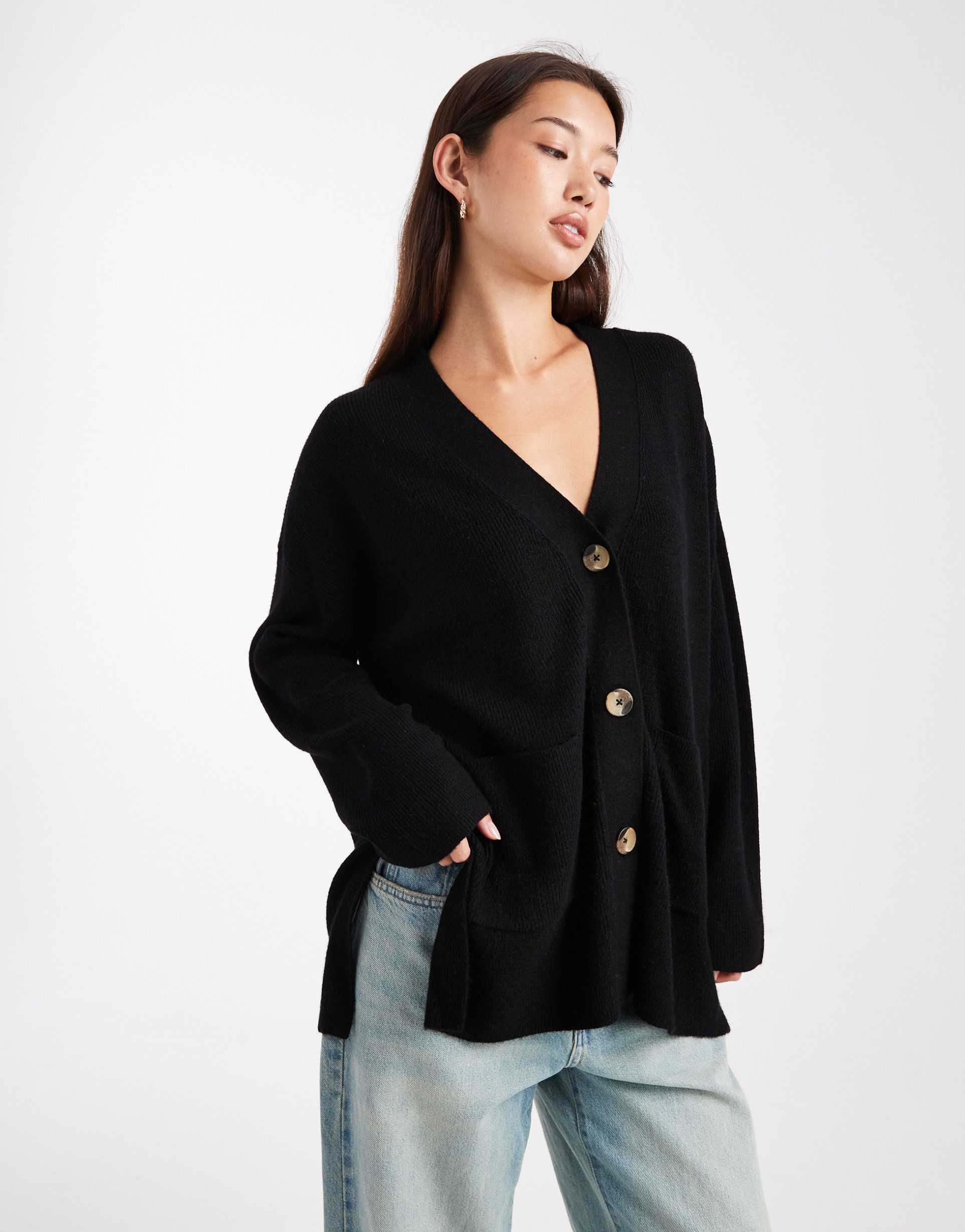 only oversized cardigan in black