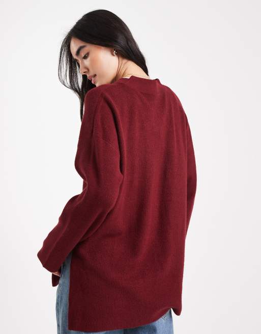 ONLY oversized cardigan in burgundy, 4 of 4