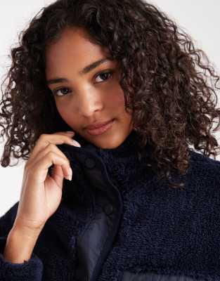 Only Oversized Contrast Pocket Fleece In Blue