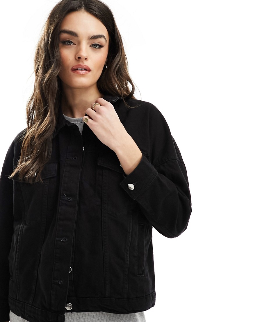 ONLY oversized denim jacket in black