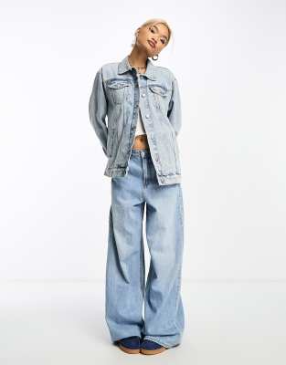 Only oversized denim jacket in light blue