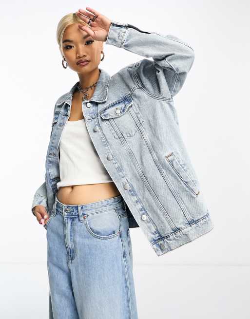 ONLY oversized denim jacket in light blue