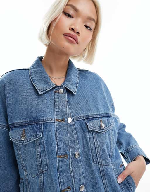 Long Jackets Women Chambray Utility Jacket Women's Basic Solid Color Button  Down Denim Cotton Jacket With Pockets Denim Jacket Coat Denim Lined Jacket