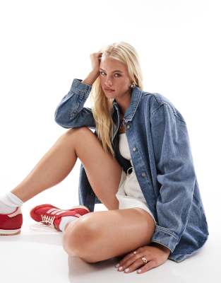 Only Front Pocket Oversized Denim Shirt