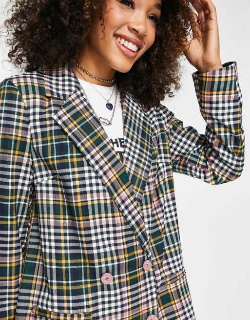 Green check 2025 blazer womens