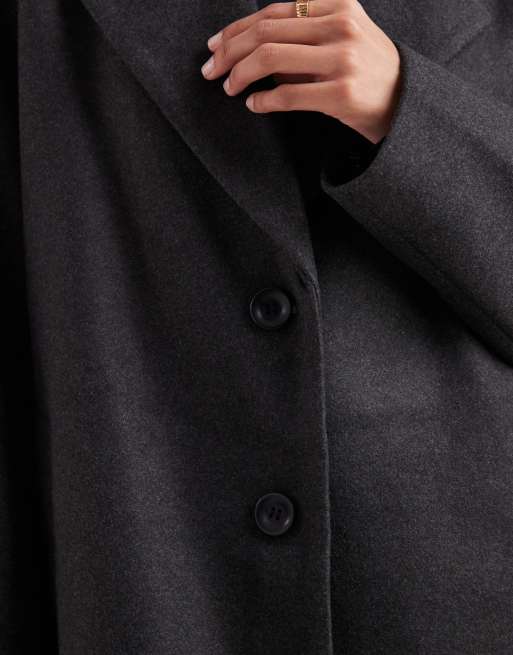 ONLY oversized formal longline coat in dark gray faux wool
