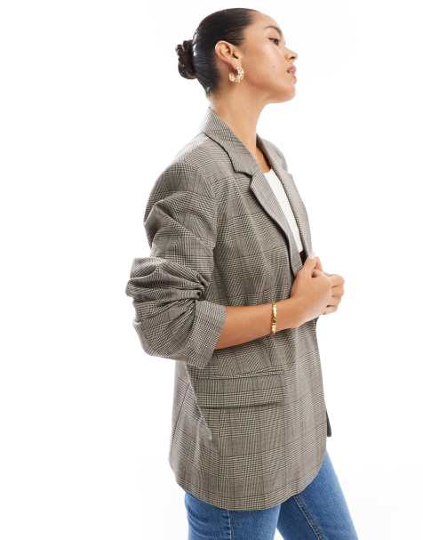 Only - Oversized geruite blazer in beige - view 1