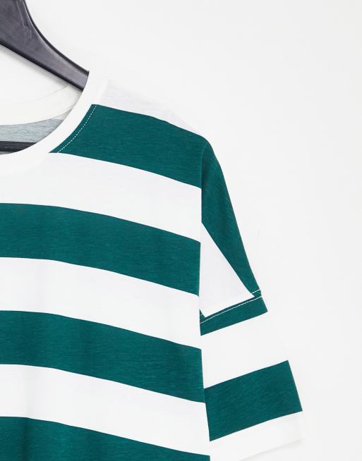 Only - Oversized gestreept T-shirt in groen en wit , 3 van 4