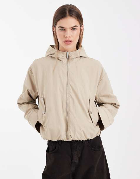 ONLY oversized hooded bomber in matt beige - view 1