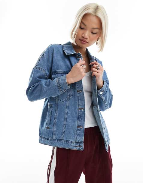 Only – Oversized-Jeansjacke in Mittelblau - view 1