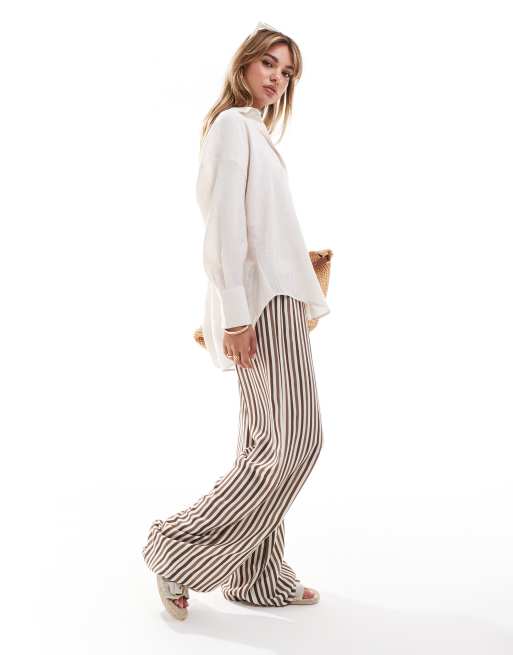 ONLY - Oversized, langærmet og beige skjorte med tekstur, 2 af 4