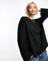 Topshop premium basic slouchy v neck tee in black | ASOS