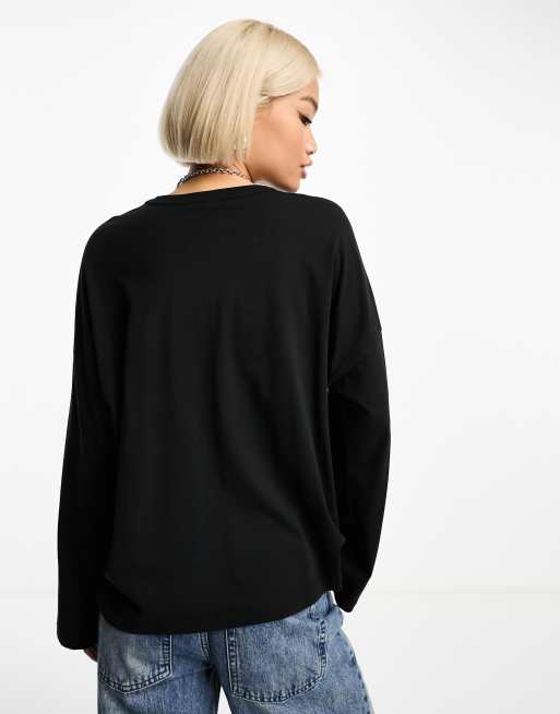 ONLY oversized long sleeve t-shirt in black 