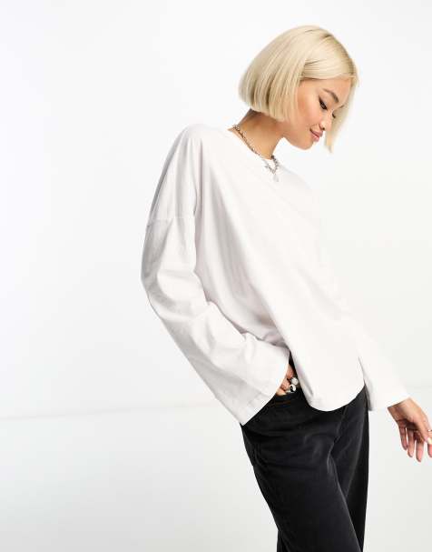ONLY oversized long sleeve t-shirt in white - view 1