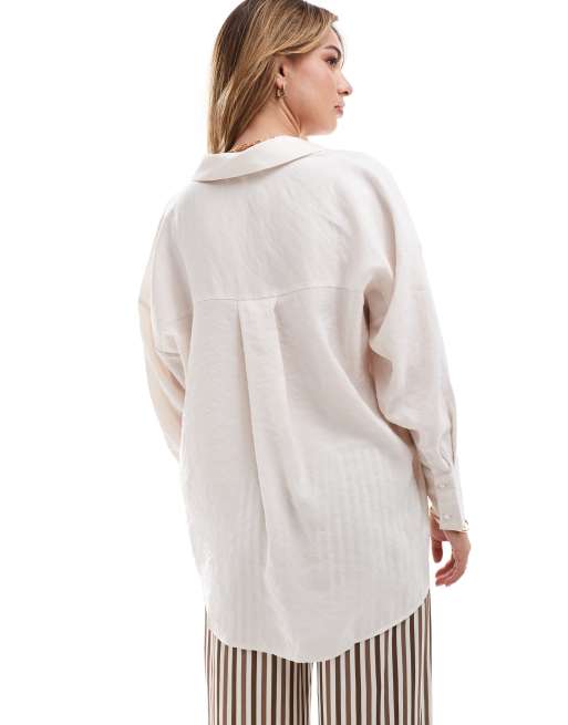 ONLY oversized long sleeve textured shirt in stone, 4 of 4