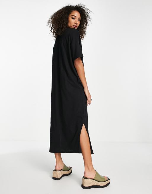 Only oversized maxi T shirt dress in black