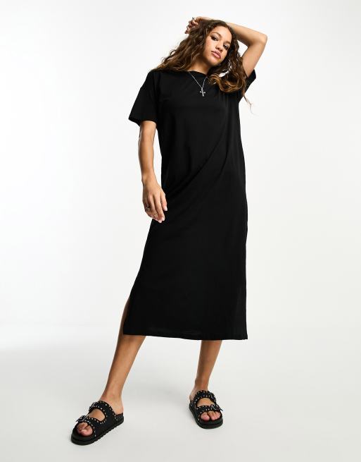 Only oversized maxi T shirt dress in black