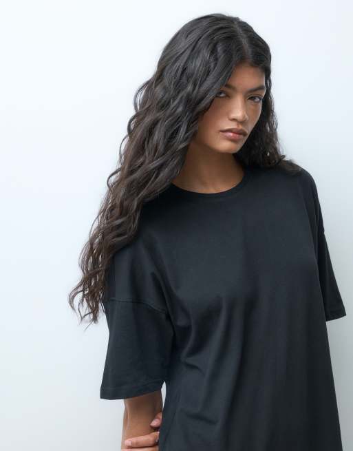 ONLY oversized maxi t-shirt dress in black  , 3 of 4