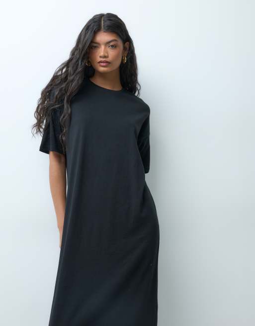 ONLY oversized maxi t-shirt dress in black  , 4 of 4