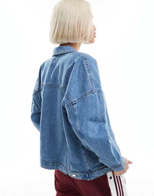Only - Oversized mellemblå denimjakke , 4 af 4
