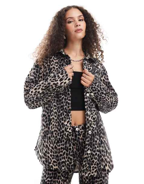 ONLY oversized overshirt co-ord in leopard print  - view 1