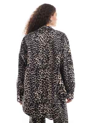 only oversized overshirt in leopard print - part of a set