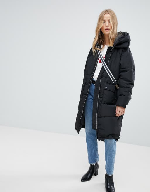 Long padded duvet coat hot sale