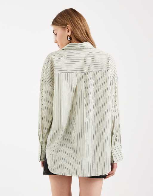 ONLY oversized shirt in light green stripe, 2 of 4