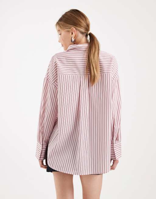 ONLY oversized shirt in light pink stripe, 2 of 4