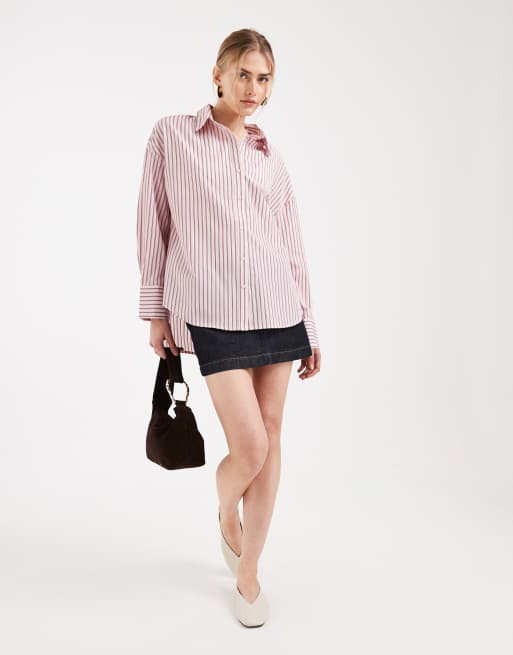 ONLY oversized shirt in light pink stripe, 4 of 4