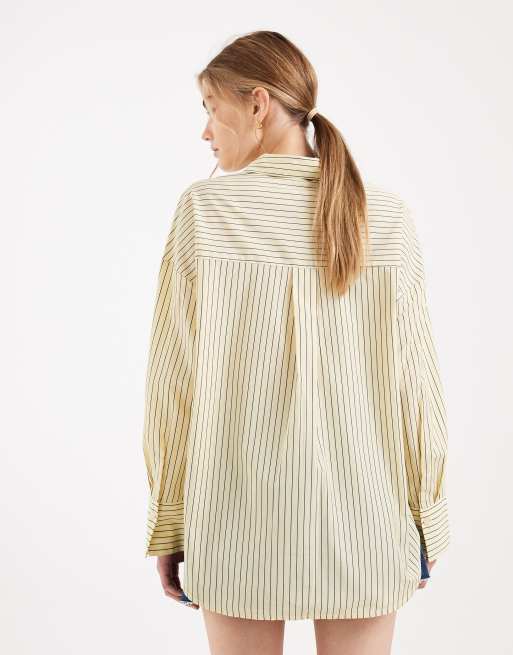 ONLY oversized shirt in light yellow stripe, 2 of 4