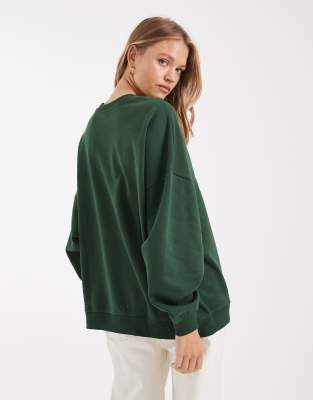 Only Oversized Sweatshirt With Teddy Bear Print In Green