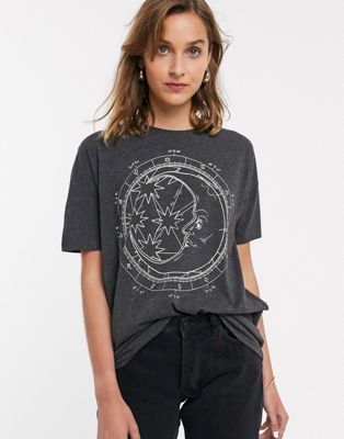 Only - Oversized T-shirt met maan- en sterrenprint-Multi