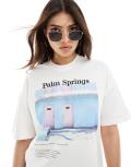 ONLY oversized t-shirt with palm springs print in white