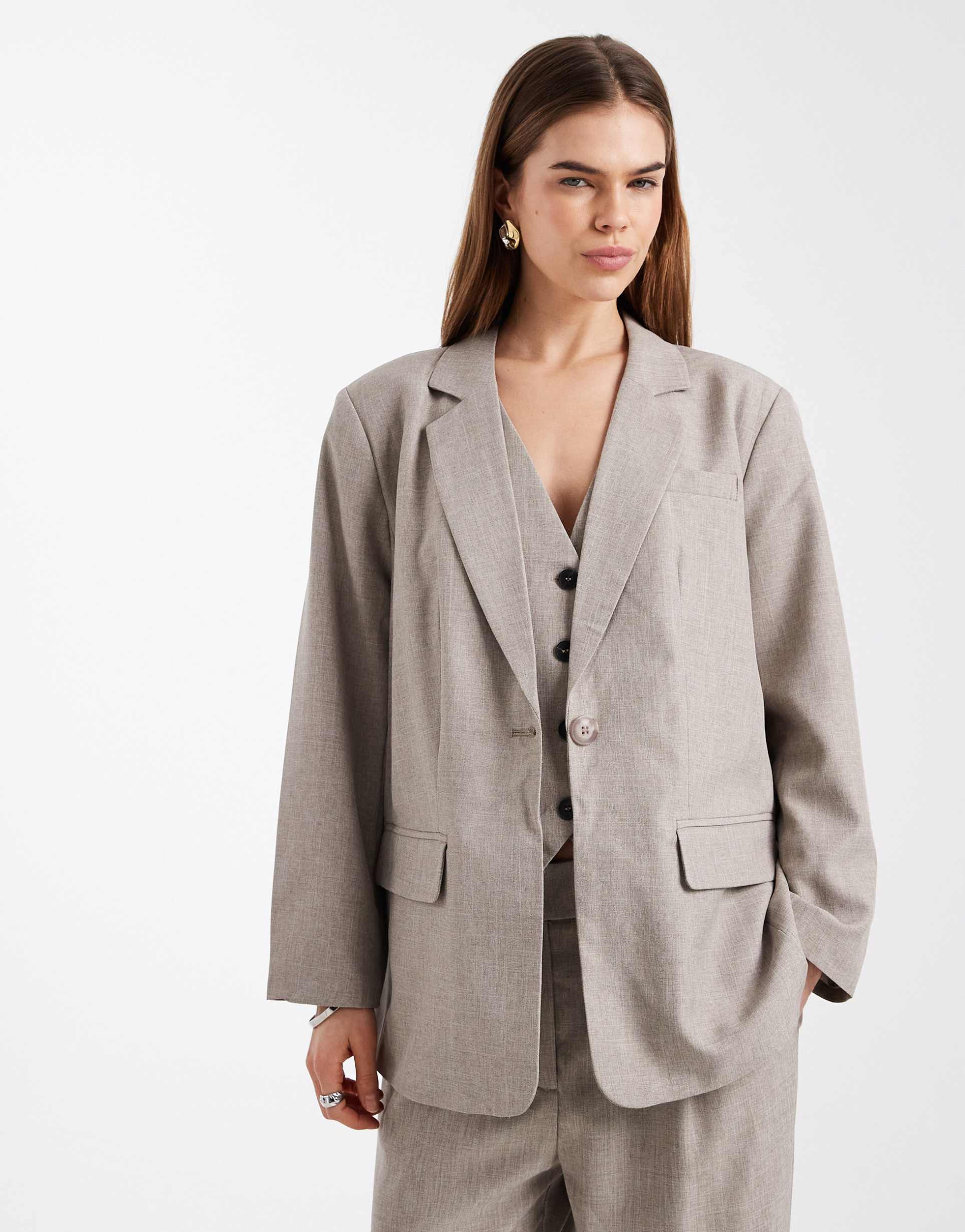only oversized tailored blazer in beige - part of a set
