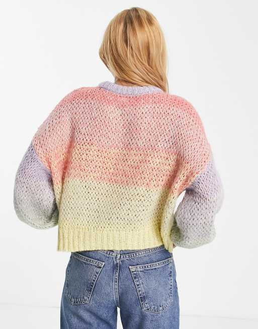 Only oversized textured sweater in pastel ombre