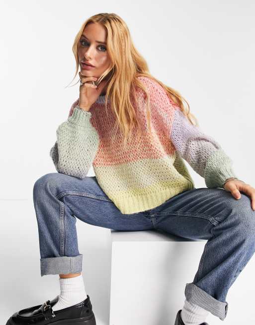 Only Oversized trui met textuur in pastel ombre ASOS