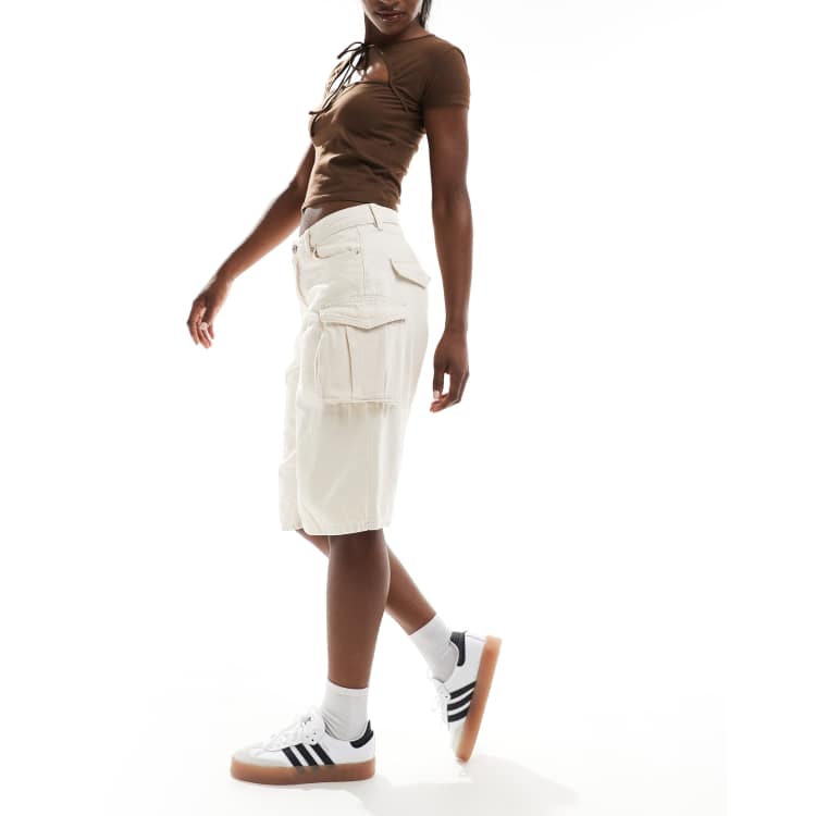 ONLY oversized utility cargo short in ecru ASOS