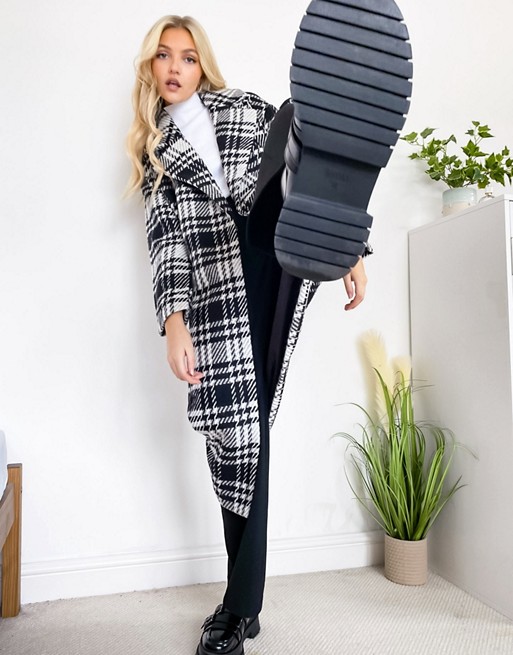 Only oversized wool coat in check